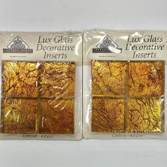 Glass Mosaic Tile Gold Orange For Backsplash Kitchen Bathroom Or Crafts 1.75” - Picture 1 of 3